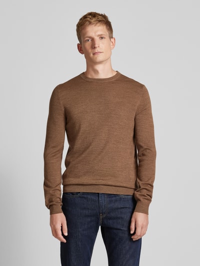 Peek & Cloppenburg Christian Berg MenStrickpullover mit Rundhalsausschnitt in mittelbraun mel Super Sparpreis