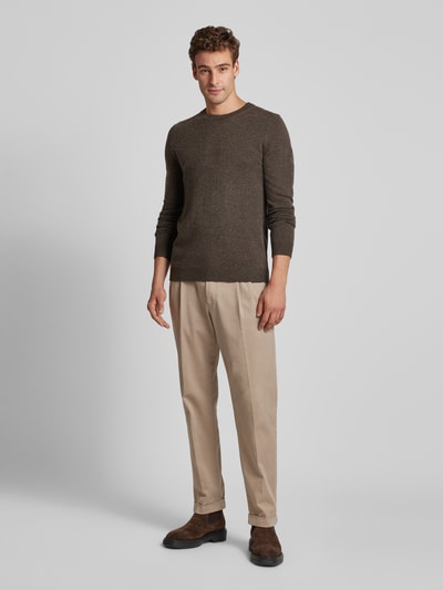 Peek & Cloppenburg MCNEALStrickpullover mit Rundhalsausschnitt in dunkelbraun melange Wochenangebot
