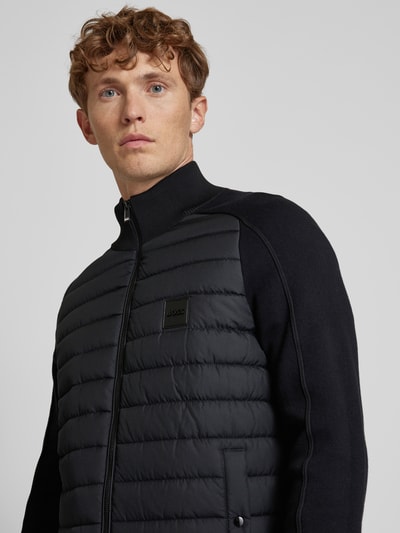 Peek & Cloppenburg BOSSStrickjacke mit Stehkragen Modell 'Esfero' in black Letzte 2 Tage