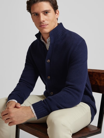 Peek & Cloppenburg Christian Berg MenStrickjacke mit Stehkragen in marine Clearance-Verkauf