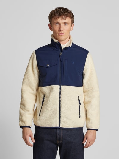 Peek & Cloppenburg Polo Ralph LaurenFleecejacke mit Label-Stitching in offwhite Saisonschlussverkauf
