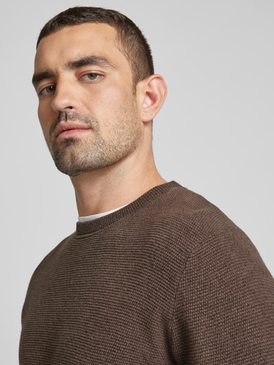 Peek & Cloppenburg SELECTED HOMMEStrickpullover mit gerippten Abschlüssen Modell 'ROSS' in dunkelbraun Neueste Mode