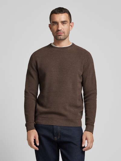 Peek & Cloppenburg SELECTED HOMMEStrickpullover mit gerippten Abschlüssen Modell 'ROSS' in dunkelbraun Neueste Mode