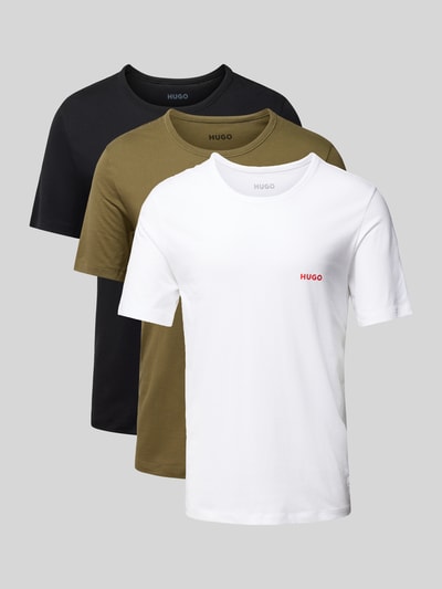Peek & Cloppenburg HUGOT-Shirt mit Label-Print im 3er-Pack in oliv Sonderangebote