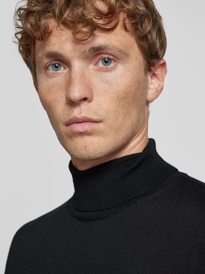 Peek & Cloppenburg SELECTED HOMMERollkragenpullover aus Wolle Modell 'TRAY' in black Wochenangebot