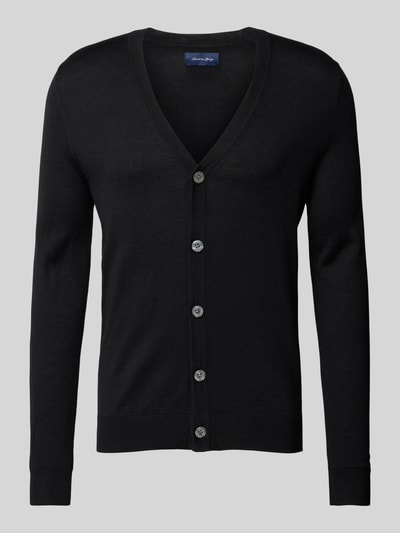 Peek & Cloppenburg Christian Berg MenSlim Fit Cardigan aus Woll-Mix mit V-Ausschnitt in black Letzte 3 Tage