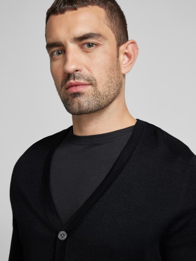 Peek & Cloppenburg Christian Berg MenSlim Fit Cardigan aus Woll-Mix mit V-Ausschnitt in black Letzte 3 Tage