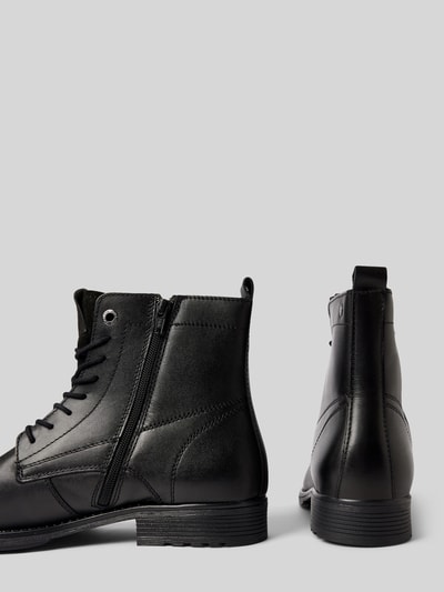 Peek & Cloppenburg Jack & JonesSchnürboots aus Leder mit Ziernähten Modell 'SHAUN' in black Letzter Tag