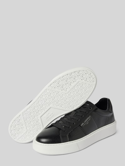 Peek & Cloppenburg Karl LagerfeldLedersneaker mit Label-Print Modell 'MAXI' in black Bis zu 65% Rabatt