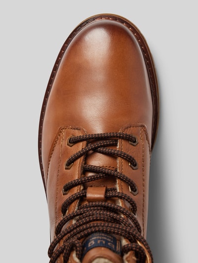 Peek & Cloppenburg bugattiSchnürboots aus Leder mit Label-Patch Modell 'Medro' in cognac Nur noch ein Tag übrig