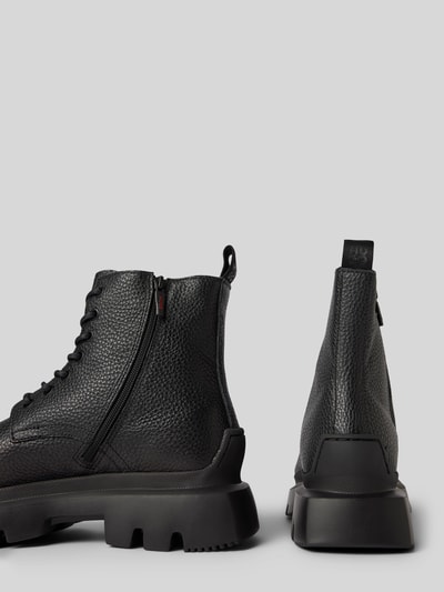 Peek & Cloppenburg HUGOSchnürboots aus Leder mit Label-Details Modell 'Fabyan' in black Super Rabatt