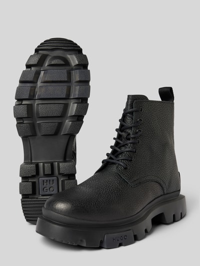 Peek & Cloppenburg HUGOSchnürboots aus Leder mit Label-Details Modell 'Fabyan' in black Super Rabatt