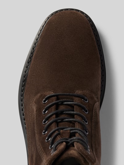 Peek & Cloppenburg GantSchnürboots aus Leder mit Label-Schriftzug Modell 'Boggar' in mittelbraun Im Verkauf